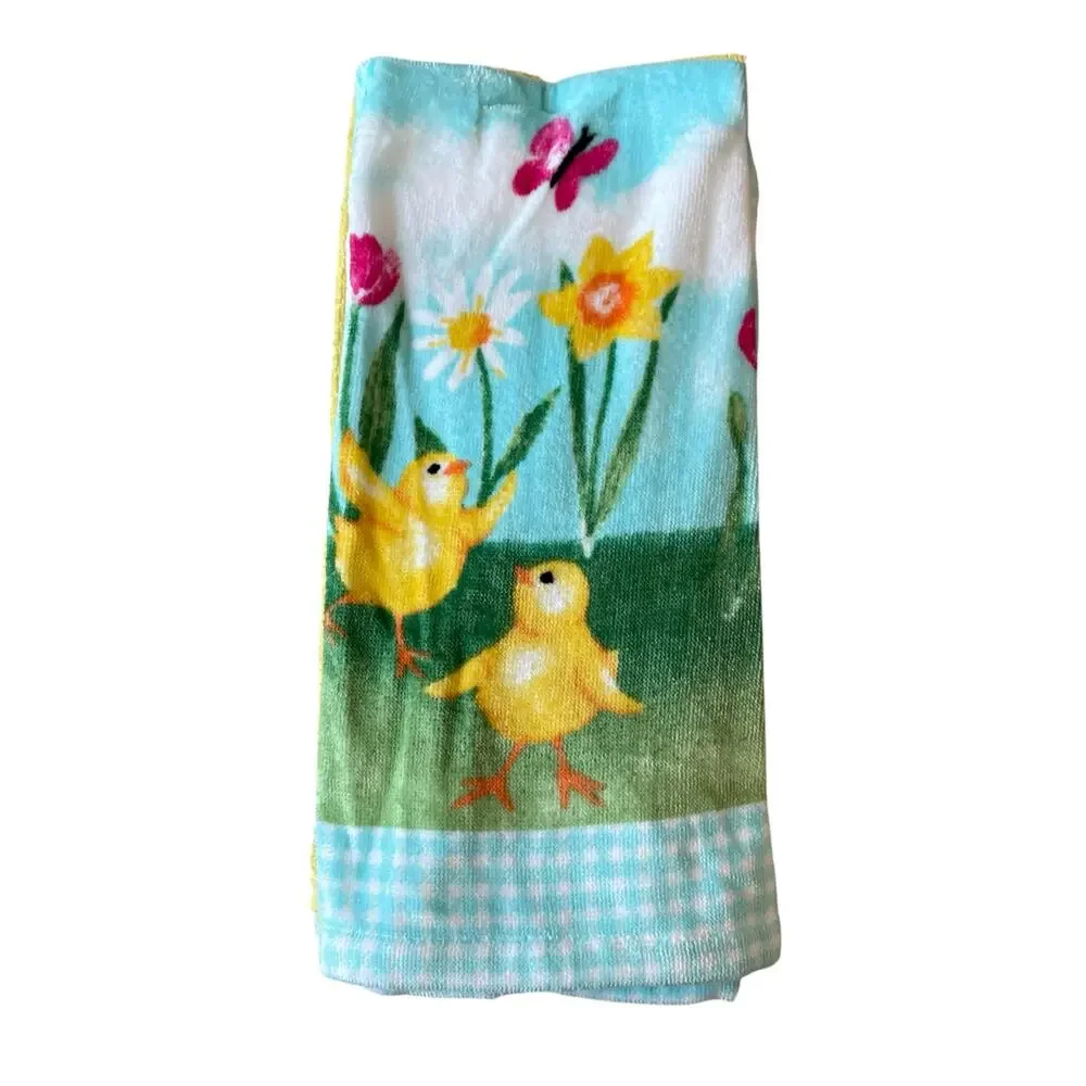 Cynthia Rowley Kitchen Towels Set of 3 Colorful Spring Floral Easter Chicks New